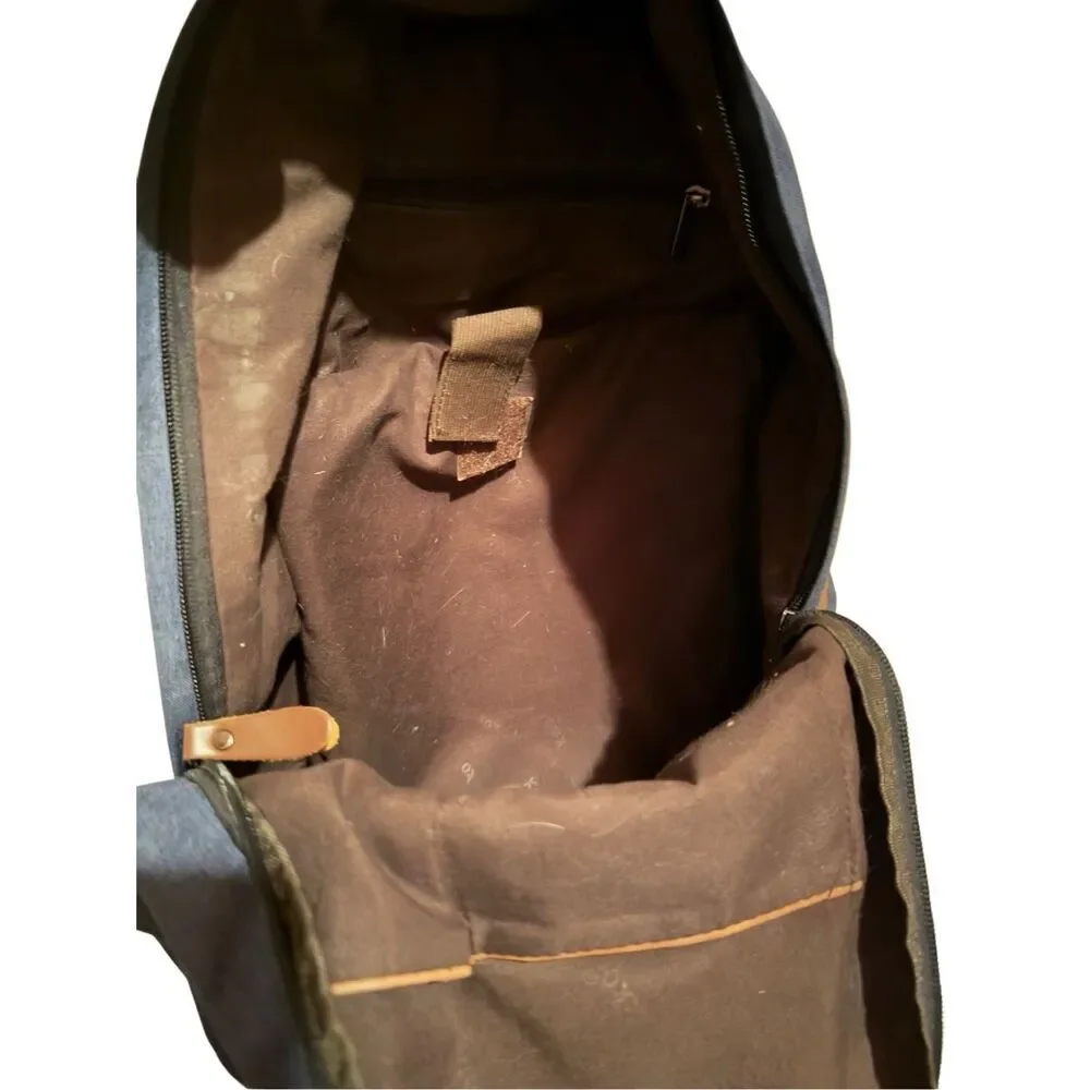 KAUKKO Stylish College School Backpack Travel Navy Blue Brown Medium Average siz